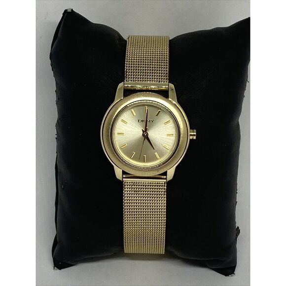 DKNY NY-8553 Women's Gold Stainless Steel Mesh Analog Dial Quartz Watch VK253 - Picture 1 of 12